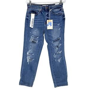 Wax Jeans Stretch Boyfriend Jean Destructed Knee Women 5/27 Distressed Torn NWT